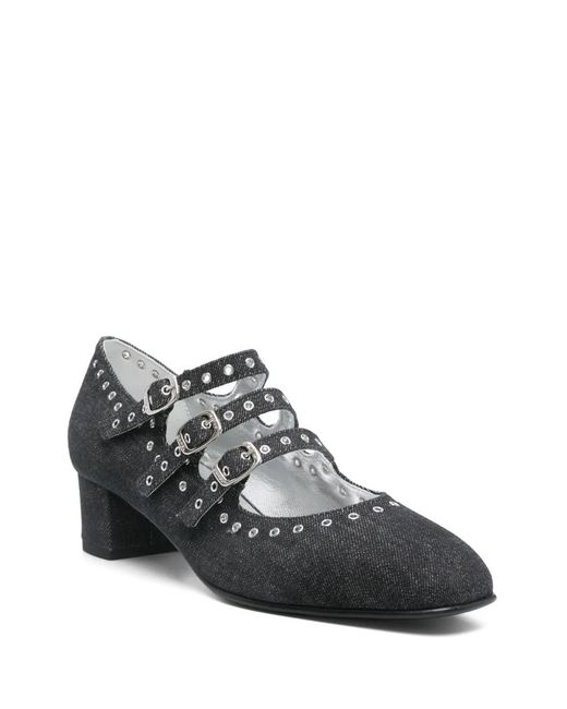CAREL PARIS Black Camden Denim Buckled Pumps, Brand Size 35 Us