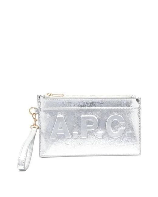 A.P.C. White Market Faux Leather Clutch for men