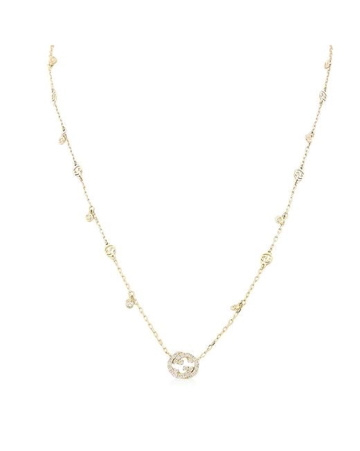 Gucci Metallic Interlocking G 18Ct 0.27Ct Diamond Necklace