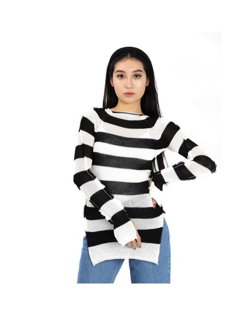 Marni Black Striped Crepe Cotton Sweater