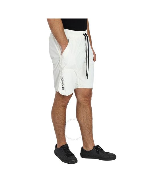Moncler White Natural Drawstring Bermuda Nylon Shorts for men