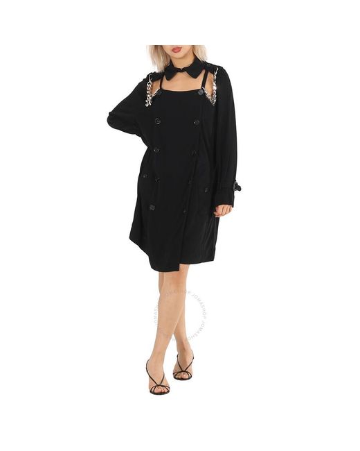 Burberry Black Deconstructed Crepe Trench Coat Dress