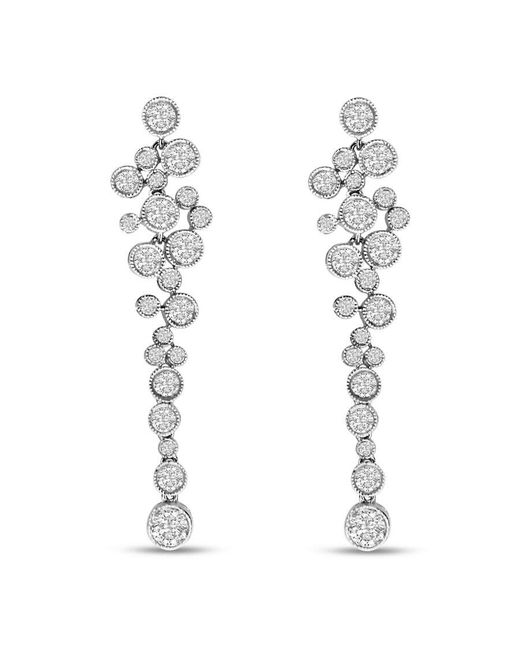 Haus of Brilliance Metallic 18k White Gold 3.15 Cttw Round Diamond Waterfall Drop Dangle Stud Earrings