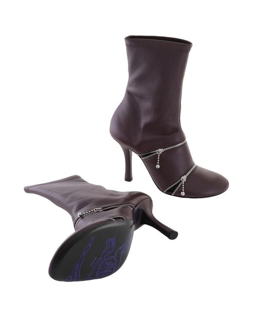 Burberry Brown Peep 100Mm Leather Boots, Brand Size 39 Us