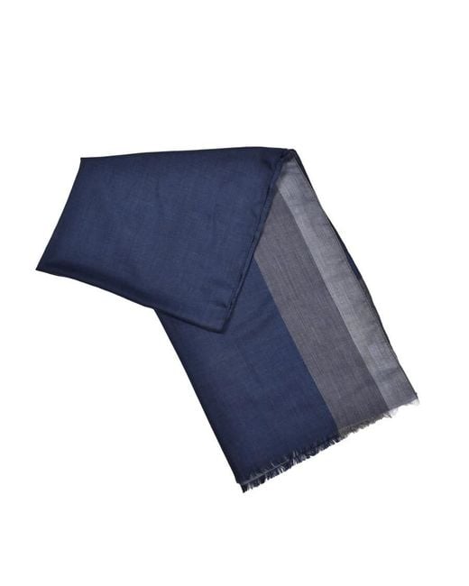 Brunello Cucinelli Blue Two-Tone Cashmere Scarf, One Size for men