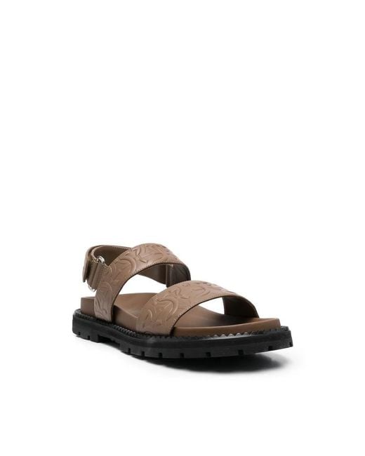 Ferragamo Brown Gancini Debossed Sandals for men