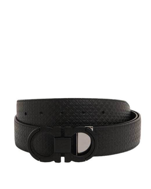 Ferragamo Black Salvatore Reversible And Adjustable Gancini Belt, Cm for men