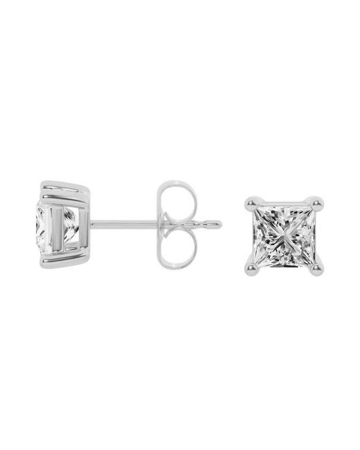 Brilliant Diamond Metallic 2 Carat Princess Lab Grown Diamond Stud Earrings
