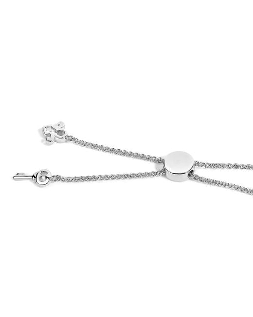 Haus of Brilliance Metallic Sterling 1/10 Cttw Diamond Keyhole Charm Bolo Bracelet