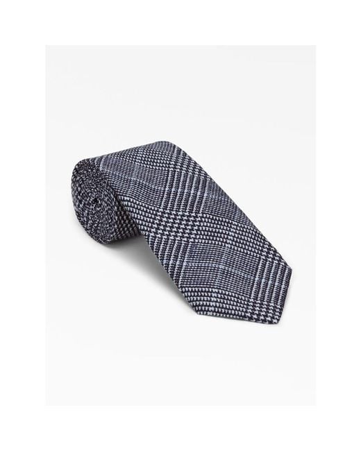 Brunello Cucinelli Blue Linen Silk Plaid Tie, One Size for men