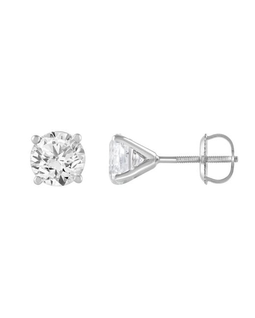 Brilliant Diamond Metallic 14Kt 1.80 Carat Lab Grown Diamond Stud Earrings For