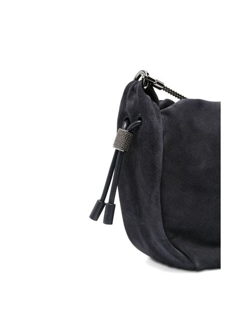 Brunello Cucinelli Black Bucket Mellow Mini Crossbody Bag