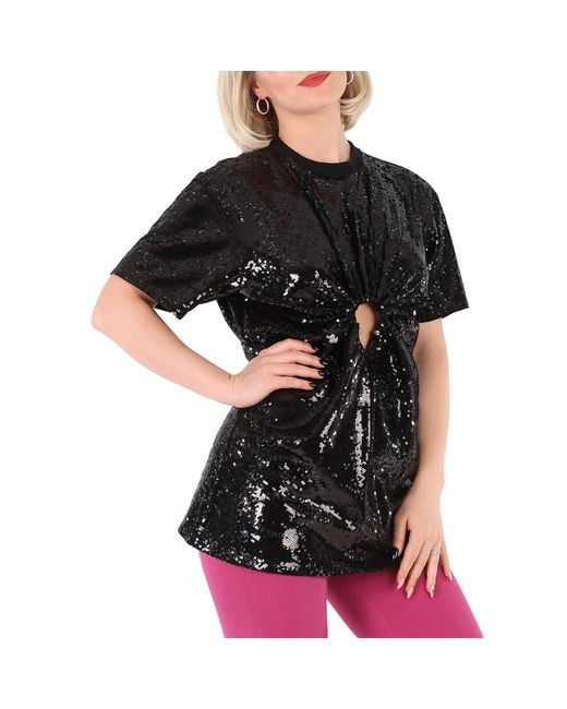 Burberry Black Virginia Sequin Oversize Cut-out T-shirt