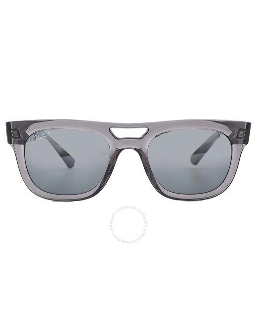 Ray-Ban Gray Phil Bio Based Polarized Grey Gradient Mirror Square Sunglasses Rb4426 672582 54
