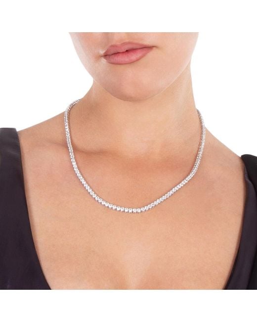 Swarovski Metallic Matrix Tennis Necklace S New Rhodium Shiny