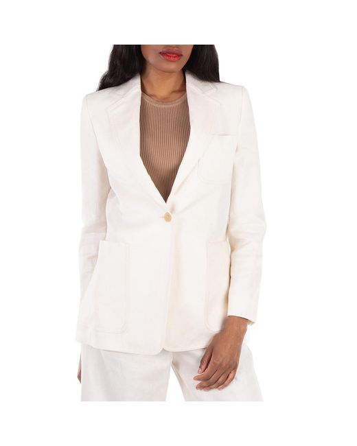 Max Mara White Boemia Linen Suiting Blazer