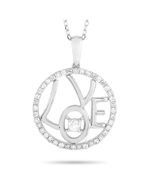 LB Exclusive Metallic 14k White Gold 0.30 Ct Diamond Pendant Necklace