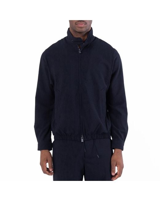Emporio Armani Blue Nylon Seersucker Blouson Jacket, Brand Size 48 Us for men