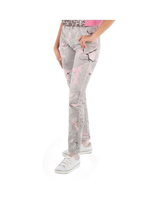 Stella McCartney Gray Skinny Boyfriend Embroidered Logo Jeans, Waist