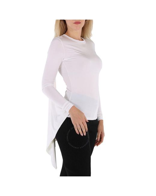 Burberry White Optic Long-sleeve exaggerated Panel Draped Top