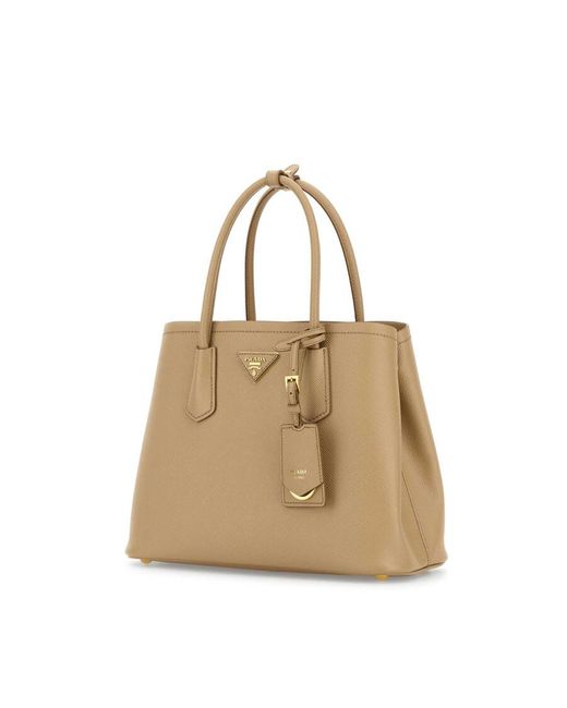Prada Natural Sand Leather Small Double Handbag