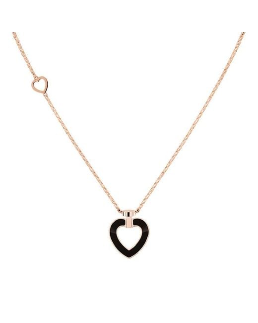 Fred Metallic Pretty 18K Rose Diamond Heart Necklace