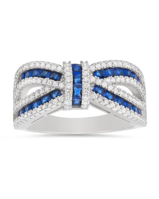 Kylie Harper Blue Sterling Sapphire Cz Love Knot Ring