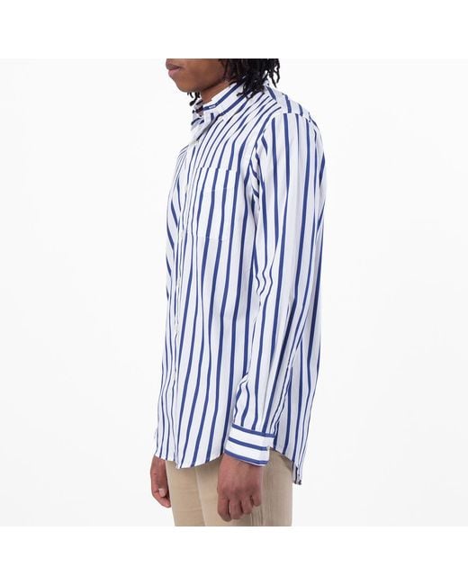 Polo Ralph Lauren Blue Striped Classic Fit Poplin Shirt for men