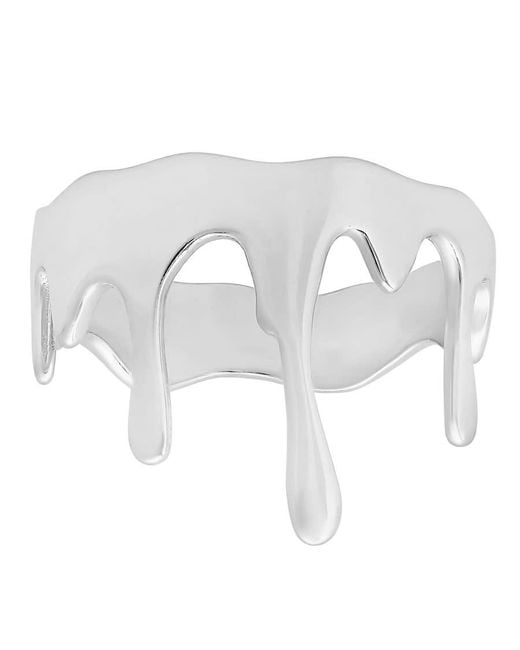 Kylie Harper White Sterling 'Melting' Band Ring for men