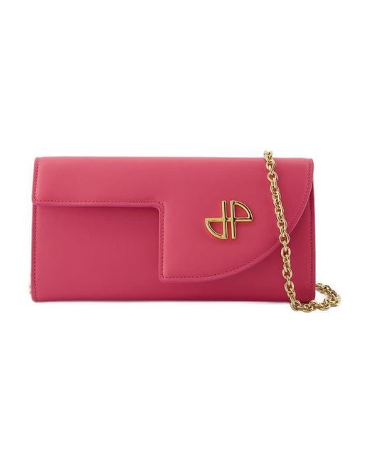Patou Red Chain-Strap Calfskin Wallet