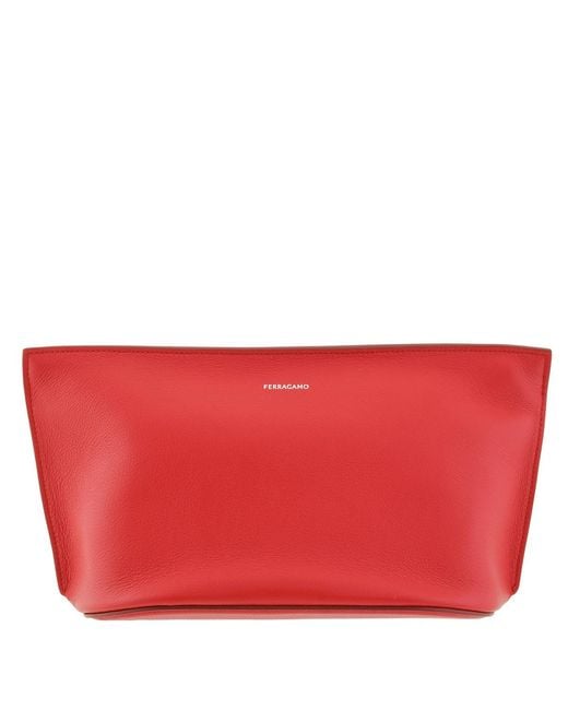 Ferragamo Red Leather Zip Pouch for men