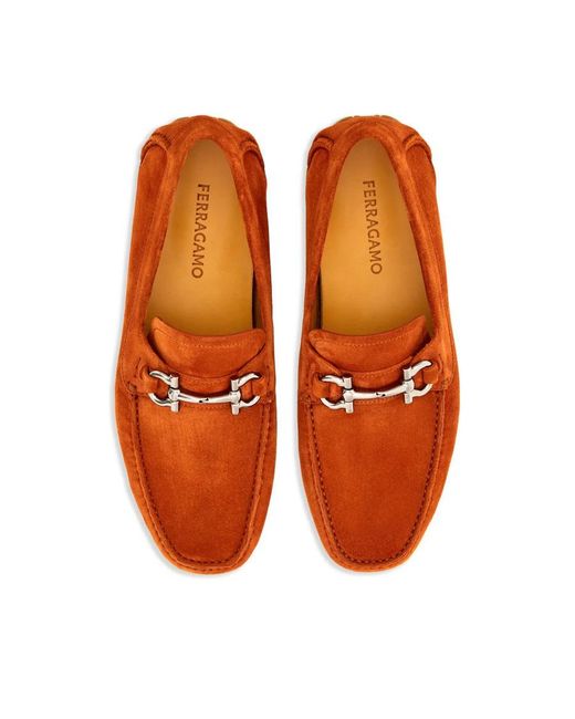 Ferragamo Brown Parigi Gancini Driver Shoes for men