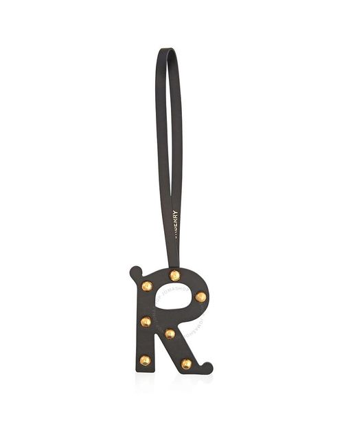 Burberry Black Studded Leather Alphabet R Charm