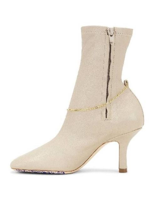 Burberry Natural Square Toe Slinky Leather Ankle Boots, Brand Size 36 Us