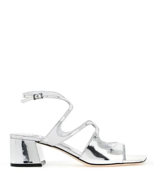 Jimmy Choo White Azilia 45 Metallic Sandals, Brand Size 38 Us