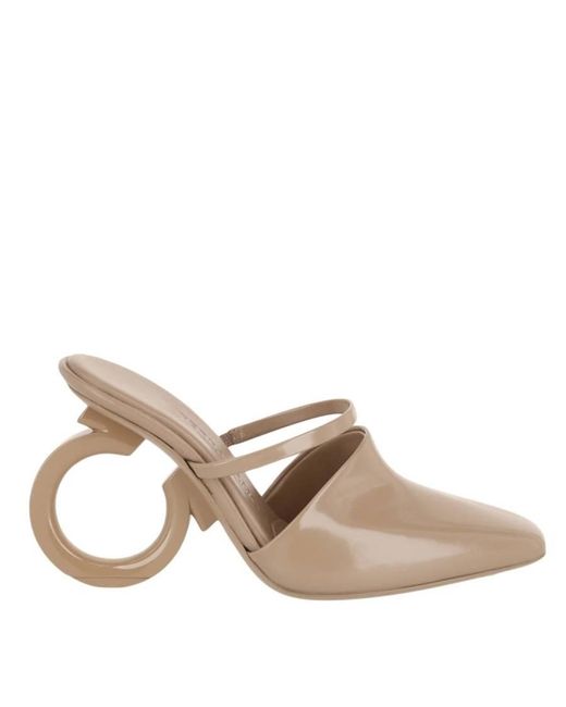 Ferragamo Brown Adara Gancini Mule Heels