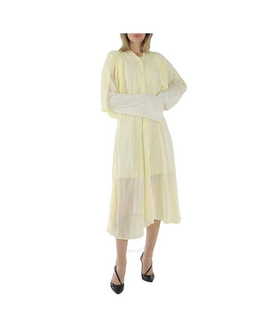 Acne Yellow Pale Layered Long Sleeve Dress