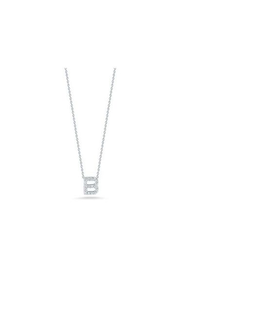 Roberto Coin Metallic 18k White Gold Tiny Treasures Love Letter B Diamond Pendant