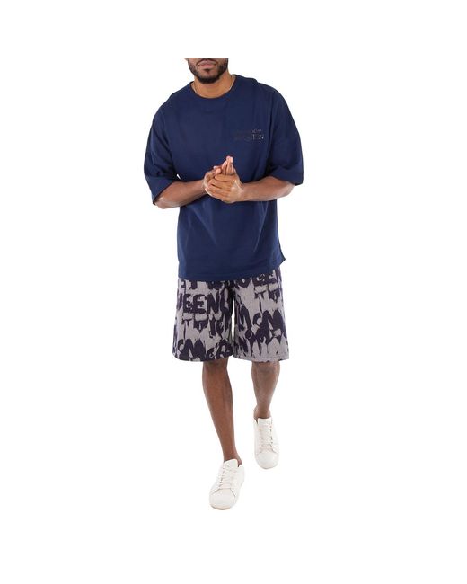 McQueen Blue Oversized Logo T for men