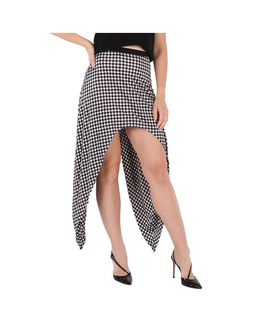 Burberry Black Ladies Gingham Check Back Tie Skirt, Brand Size 8 (Us