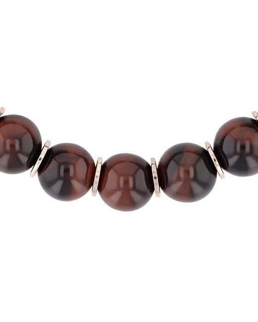 Robert Alton Brown Stainless Steel Tiger Eye Bead Bolo Bracelet for men