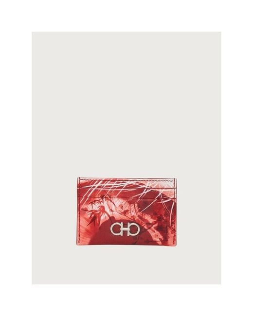 Ferragamo Red Calf Leather Cardholder