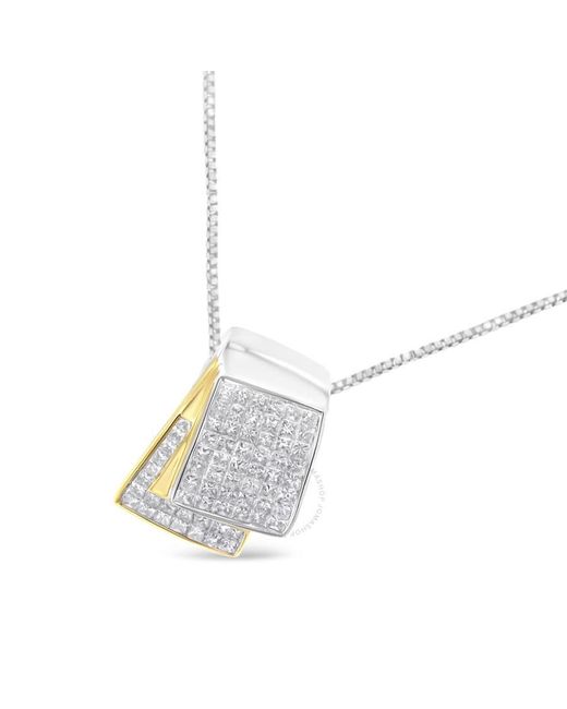 Haus of Brilliance White 14k Two-tone Gold 2 Ct Tdw Diamond Box Pendant Necklace