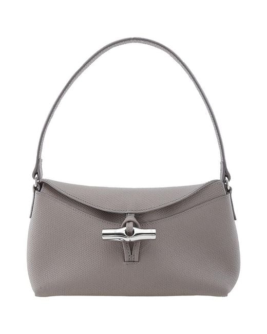 Longchamp Gray Turtledove Roseau S Leather Hobo Bag