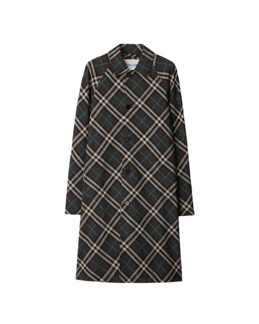 Burberry Black Check Print Mid-Length Car Coat, Brand Size 52 Us for men