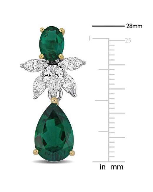 Created Forever Green 6 4/5Ct Tgw Created Emerald And 1 5/8Ct Tw Lab-Grown Diamond Drop Earrings for men