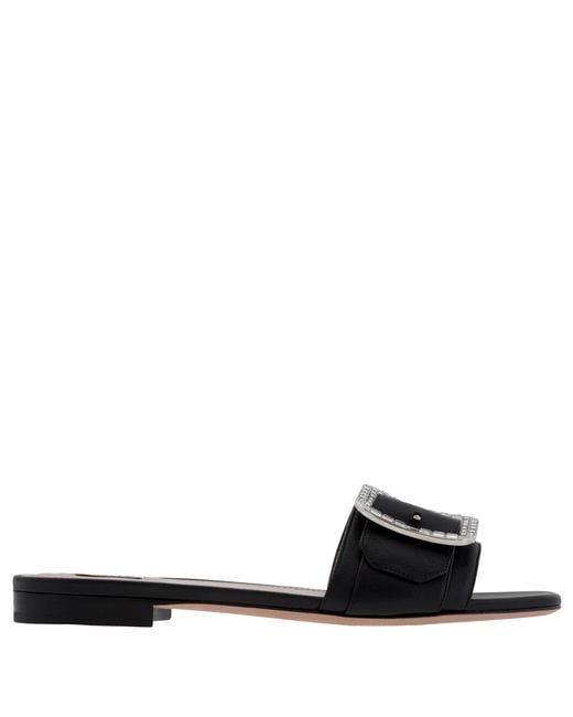 Bally Black Janna Crystal Buckle Slide Sandals