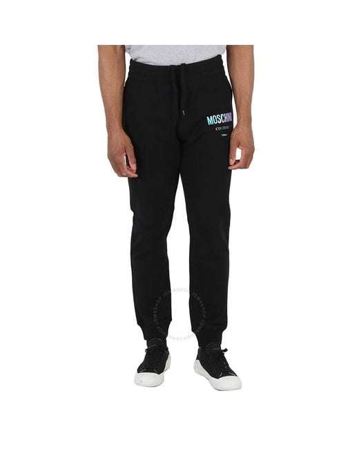 Moschino Black Fantasy Print Holographic Logo Tracksuit Bottoms for men