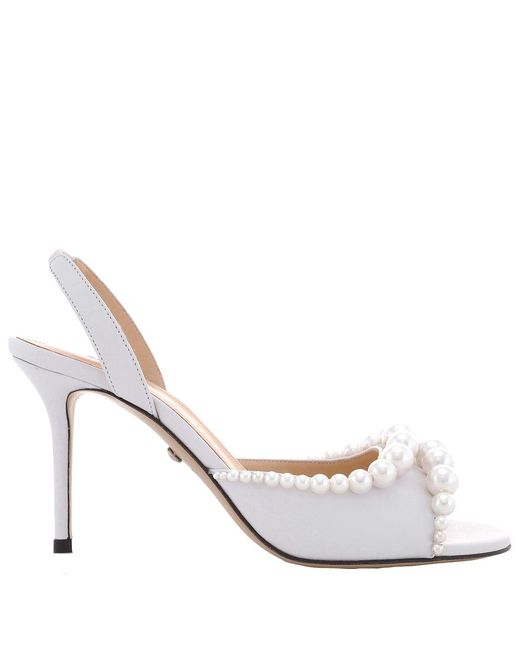 Mach & Mach White Sirene 85 Slingback Sandals, Brand Size 36.5 Us