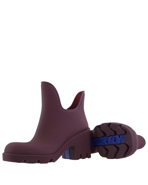 Burberry Purple Water-Resistant Pebbled Rubber Boots, Brand Size 37 (Us